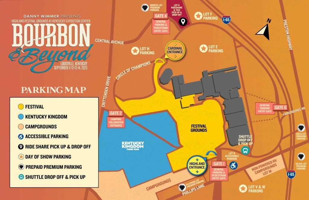2025 Bourbon & Beyond parking map
